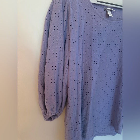 Ava & Viv Balloon Sleeve Purple Blouse - Picture 2 of 5